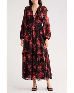 Chelsea28 Split Long Sleeve Tiered Dress