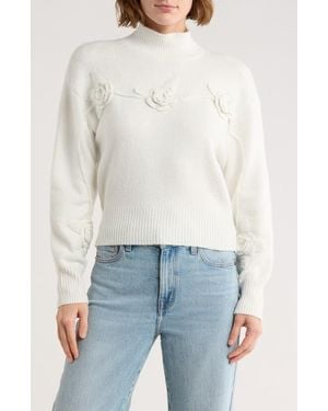 Love By Design Hollyhock Flower Embellished Sweater - White