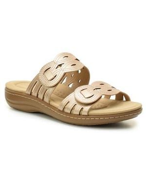 Taryn Rose Cutout Slide Sandal - Metallic