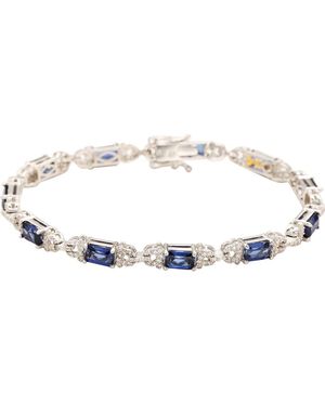 Suzy Levian Emerald Cut Sapphire Tennis Bracelet - Metallic