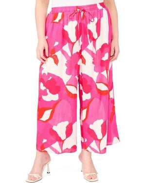 Vince Camuto Floral Print Drawstring Pants - Pink
