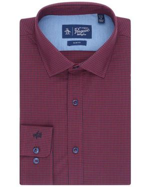 Original Penguin Solihull Check Slim Fit Dress Shirt in Blue for Men | Lyst