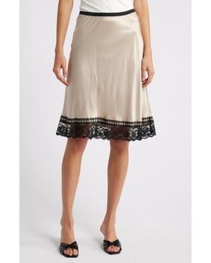 Rails Cherry Lace Trim Satin Slip Skirt - Natural