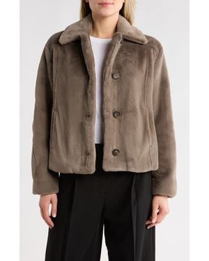 Vince Faux Fur Trucker Jacket - Brown