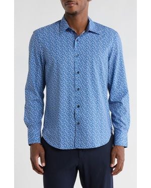 Con.struct Paisley Print Stretch Dress Shirt - Blue