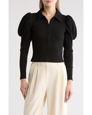AREA STARS Ford Long Sleeve Crop Polo - Black