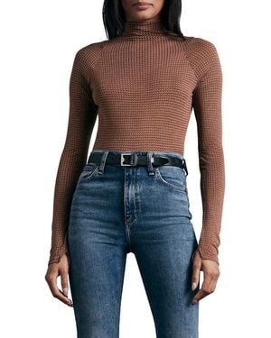 Rag & Bone Shaw Geo Print Paneled Funnel Neck Top - Blue