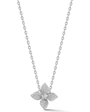 Sphera Milano Cz Pavé Flower Pendant Necklace - Metallic