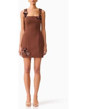 Elliatt Emma Floral Appliqué Cocktail Minidress - Red