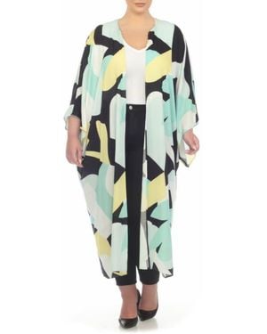 Boho Me Abstract Print Ruana - Green