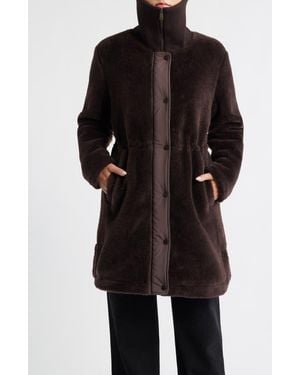 Bernardo Super Soft Faux Shearling Coat - Black