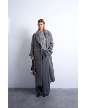 TOPSHOP Chuck On Longline Brushed Coat - Blue