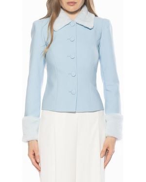 Alexia Admor Fran Faux Fur Trim Twill Jacket - Blue
