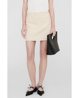 Anine Bing Vanessa Houndstooth Miniskirt - Natural