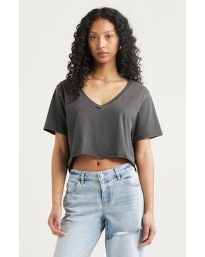 BP. Washed V-Neck Crop T-Shirt - Black