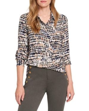 NIC+ZOE Harvest Dot Button-Up Top - Black