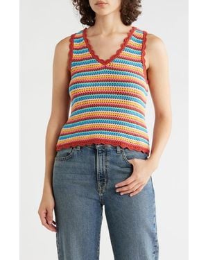 Tori Richard Gianna Crochet Tank - Blue
