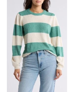 Ichi Striped Knit Sweater - Green