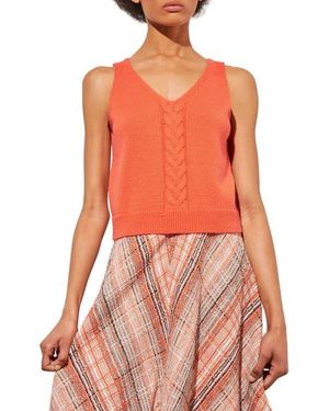 Ming Wang Wool Blend Sleeveless Sweater - Orange