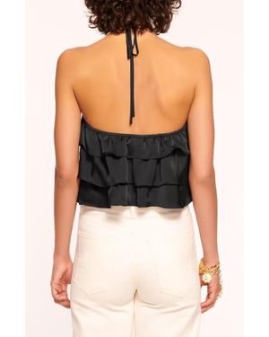 Ramy Brook Minnie Tiered Ruffle Halter Top - Black