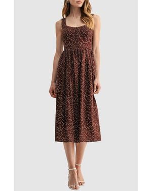 Lush Corset A-Line Midi Dress - Brown