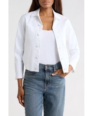 L'Agence Janelle Slim Fit Raw Hem Jacket - White