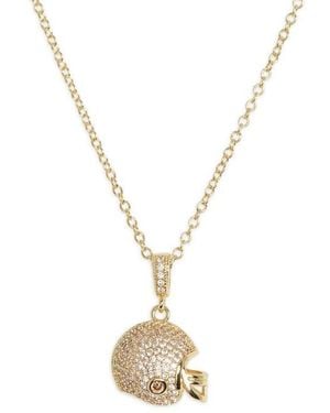 Leith Pavé Cz Football Helmet Pendant Necklace - Metallic