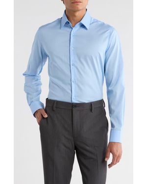 Duchamp Slim Fit Stretch Cotton Dress Shirt - Blue