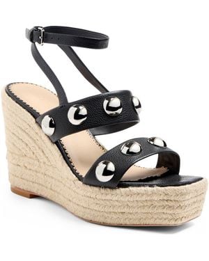 Cinq À Sept Georgia Studded Espadrille Ankle Strap Platform Wedge Sandal - Metallic