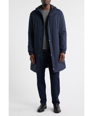 BOSS Jared Padded Water Repellent Longline Hooded Jacket - Blue