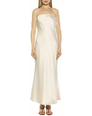 Alexia Admor Slo Draped Open Back Satin Maxi Dress - Natural