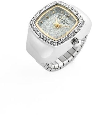 Jessica Simpson Glitter Ring Watch - White