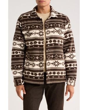 Rainforest Edgewood Geometric Bonded Fleece & Faux Shearling Jacket - Multicolor