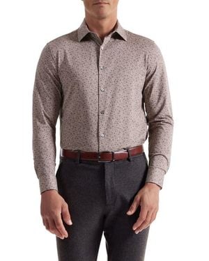 Bugatchi James Ooohcotton Floral Twill Button-Up Shirt - Brown