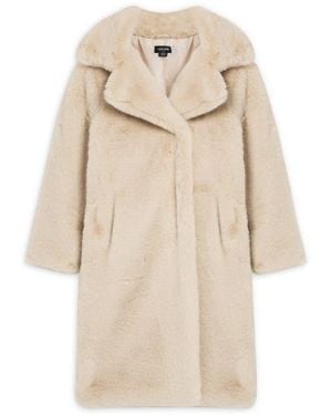 Noize Faux Fur Longline Coat - Natural
