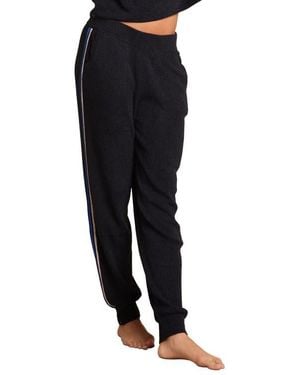 Barefoot Dreams Cozychic Ultra Lite Contrast Stripe Sweatpants - Black