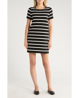 Rag & Bone Colette Stripe Short Sleeve Shift Dress - Black