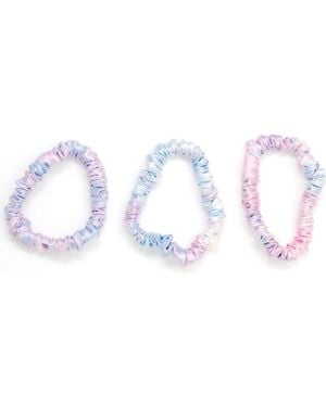 BLISSY 3-Pack Skinny Silk Scrunchies - Blue