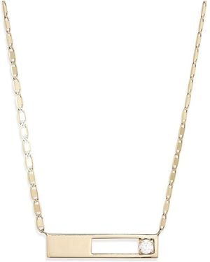 Lana Jewelry 14K Diamond Open Rectangle Pendant Necklace - Metallic