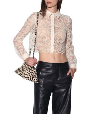 Walter Baker Nicolette Embroidered Lace Crop Button-Up Shirt - Black