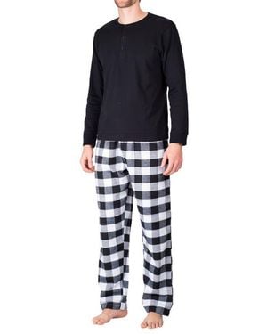 SLEEPHERO Henley & Flannel Pant Pajama Set - Blue