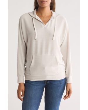 Bobeau Soft Rib Knit Hoodie - White