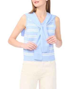 Halogen® Tie Shoulder Sleeveless Stripe Sweater - Blue