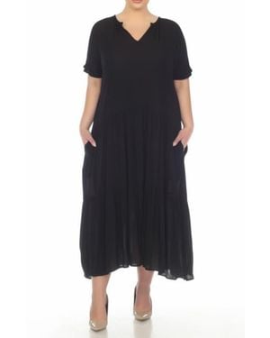 Boho Me Short Sleeve Tiered Maxi Dress - Black