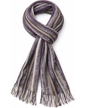 Saachi Stripe Fringe Trim Scarf - Purple