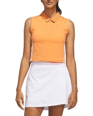 adidas Beyond The Course Twistknit Sleeveless Crop Polo - White