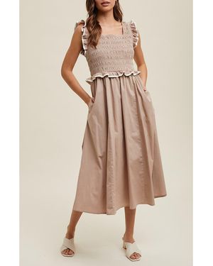 Wishlist Ruffle Tank Midi Dress - Natural