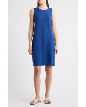 Eileen Fisher Jersey Shift Midi Dress - Blue