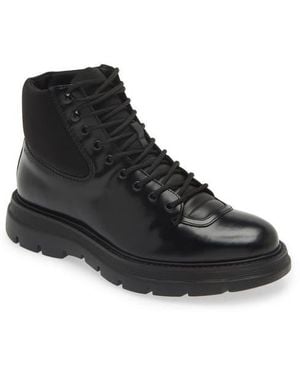 Stuart Weitzman Leather Lace-Up Ankle Boots - Black