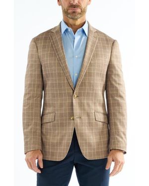 Savile Row Plaid Knit Sport Coat - Natural